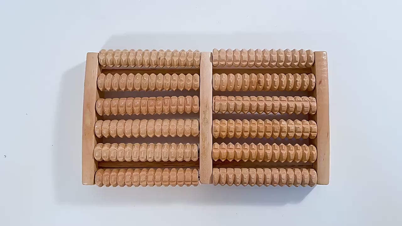 Wooden Foot Massager Roller – Dual Massage Control, Classic Natural Wood Design for Stress Relief & Daily Relaxation