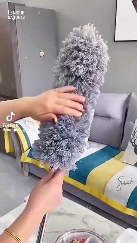 Extendable Microfiber Duster, Stainless Steel Telescoping Handle, Scratch-Proof Elbow, Bendable And Reusable Head for Efficient Furniture Removal, Washable Duster Brush, Suitable for Ceilings, Fans, Furniture, Living Rooms