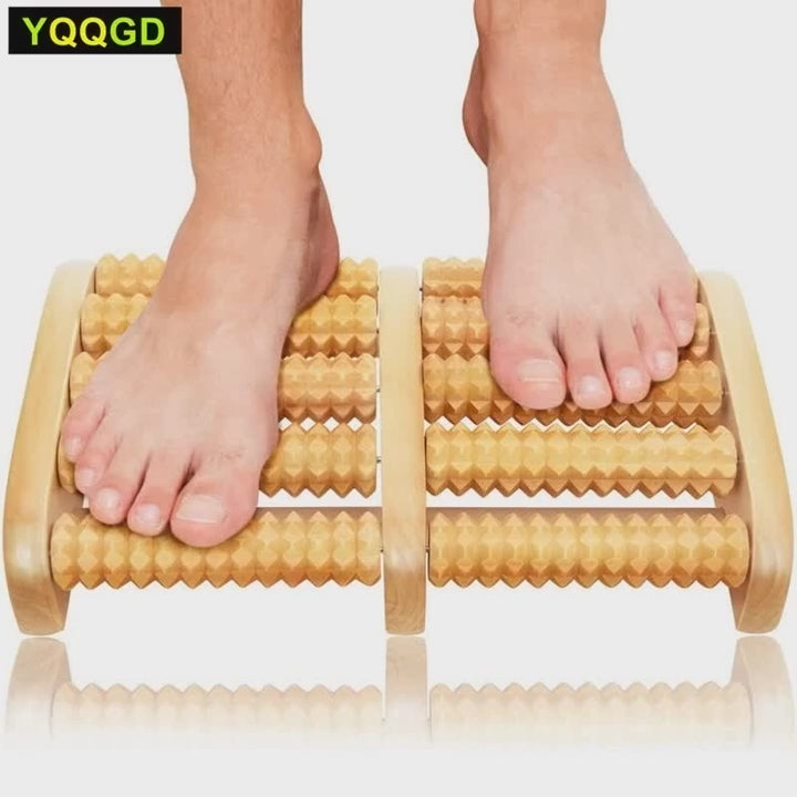 Wooden Foot Massager Roller – Dual Massage Control, Classic Natural Wood Design for Stress Relief & Daily Relaxation
