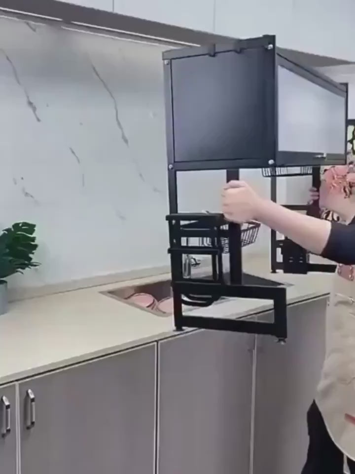 Double-Layer Kitchen Dish Rack with Cabinet Doors, Dust-Proof Dish Drying Organizer for Sink & Countertop, Multi-Functional Storage with Built-In Drainage System