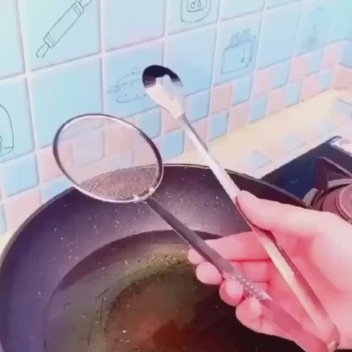 Stainless Steel Deep Frying Tongs With Strainer Fry Kitchen Utensil Homeware