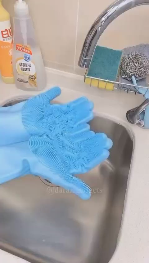 Silicone Dishwashing Gloves with Eco Friendly Multi Purpose for Kitchen Pet Bath Car Cleaning Waterproof Kitchen Cleaning Tools