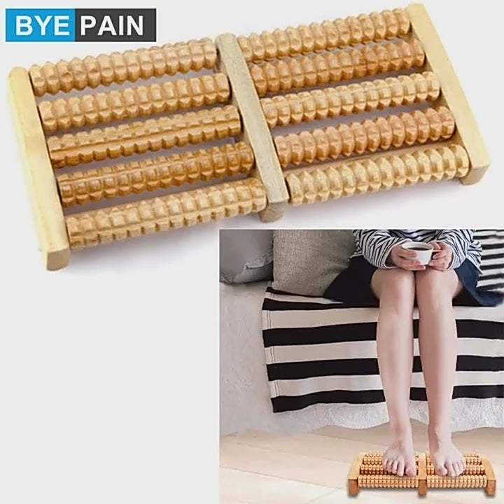 Wooden Foot Massager Roller – Dual Massage Control, Classic Natural Wood Design for Stress Relief & Daily Relaxation