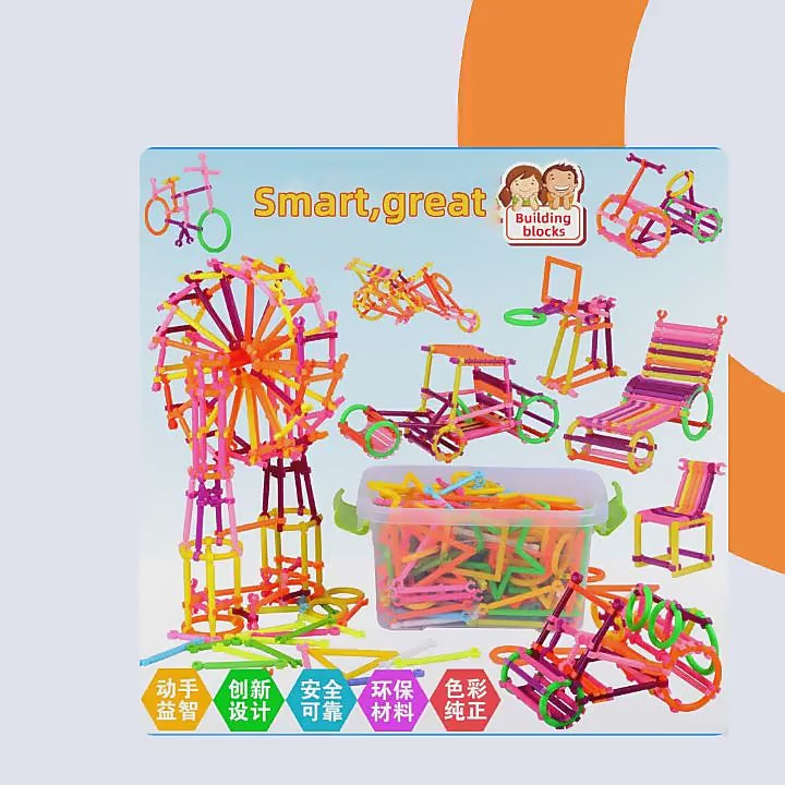 Children's Plastic Stick-Shaped Splicing Building Blocks DIY Play Fun Toys