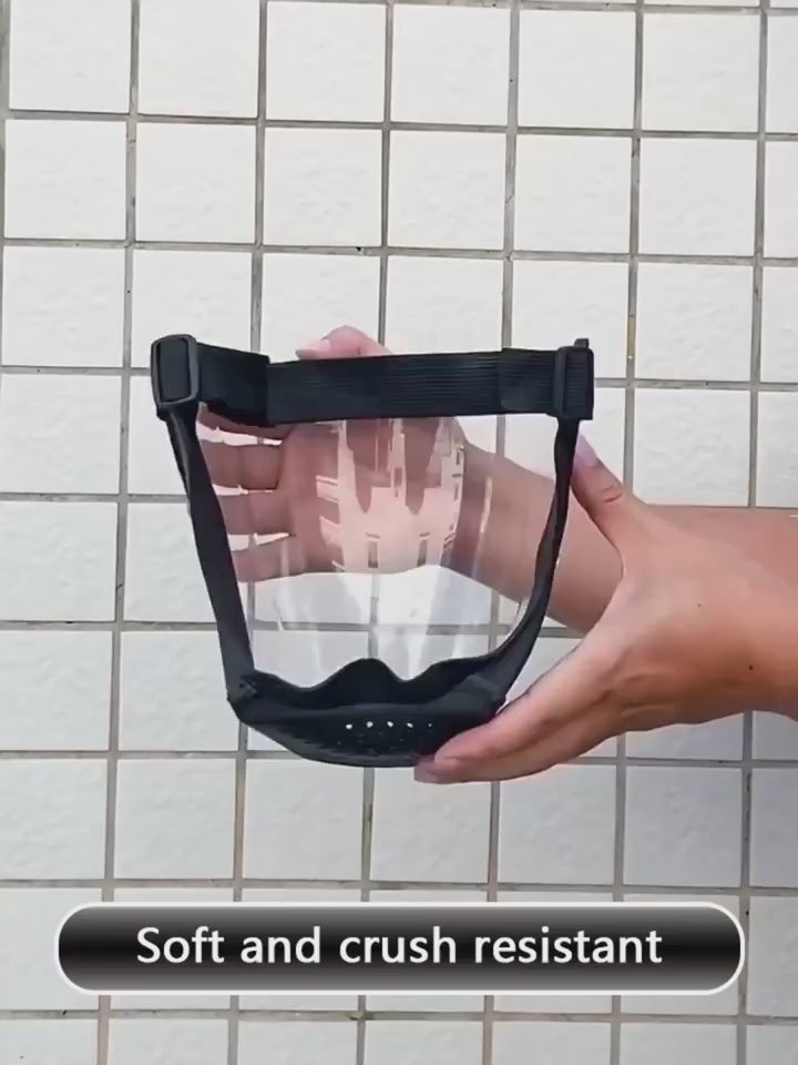 Adjustable Full-Face Protective Shield – Ultimate Protection from Cold Wind, Rain, Dust & Smog | Durable Plastic Mask with Transparent Visor | Heat & Impact-Resistant Safety Shield with Easy Drawstring Closure