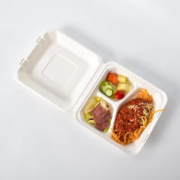 Biodegradable food container Compostable clamshell container Sugarcane bagasse food box Eco-friendly disposable containers Natural compostable takeout boxes Biodegradable clamshell box Sugarcane-based food packaging Compostable food packaging Eco-friendly takeout boxes Biodegradable sugarcane containers