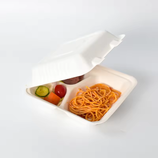 Biodegradable food container Compostable clamshell container Sugarcane bagasse food box Eco-friendly disposable containers Natural compostable takeout boxes Biodegradable clamshell box Sugarcane-based food packaging Compostable food packaging Eco-friendly takeout boxes Biodegradable sugarcane containers