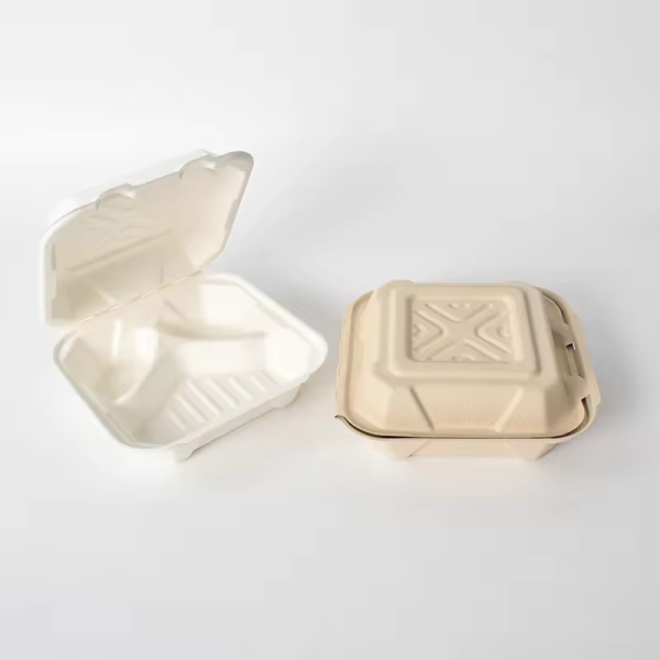 Biodegradable food container Compostable clamshell container Sugarcane bagasse food box Eco-friendly disposable containers Natural compostable takeout boxes Biodegradable clamshell box Sugarcane-based food packaging Compostable food packaging Eco-friendly takeout boxes Biodegradable sugarcane containers