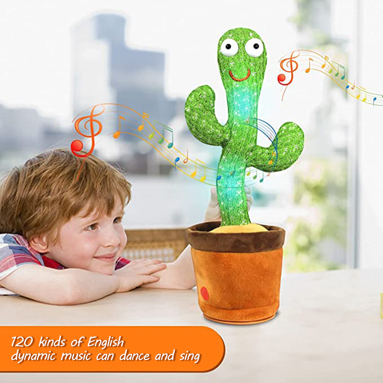 Hot Selling Electric Singing Dancing Saxophone Cactus Toys Recording Plush Toy Singing Dancing Cactus