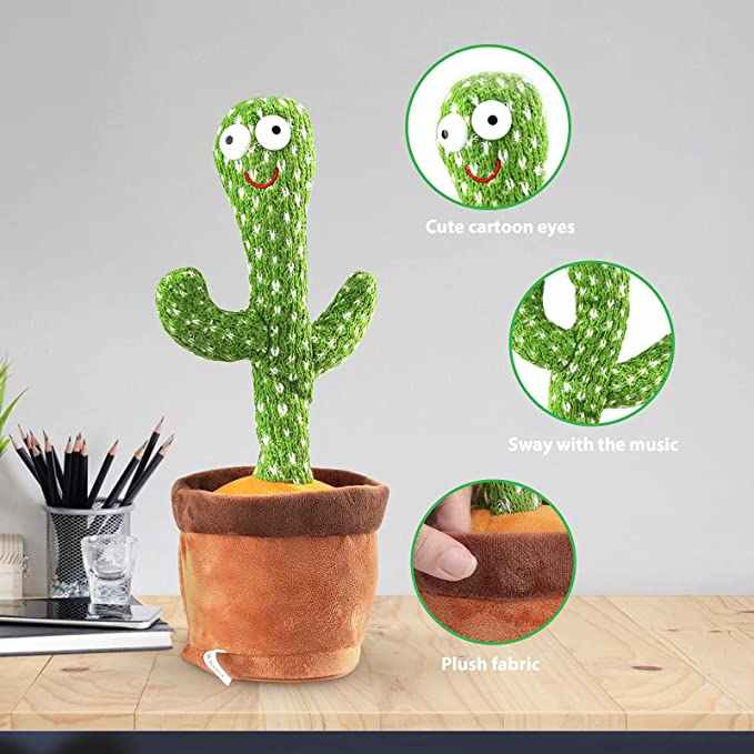 Hot Selling Electric Singing Dancing Saxophone Cactus Toys Recording Plush Toy Singing Dancing Cactus