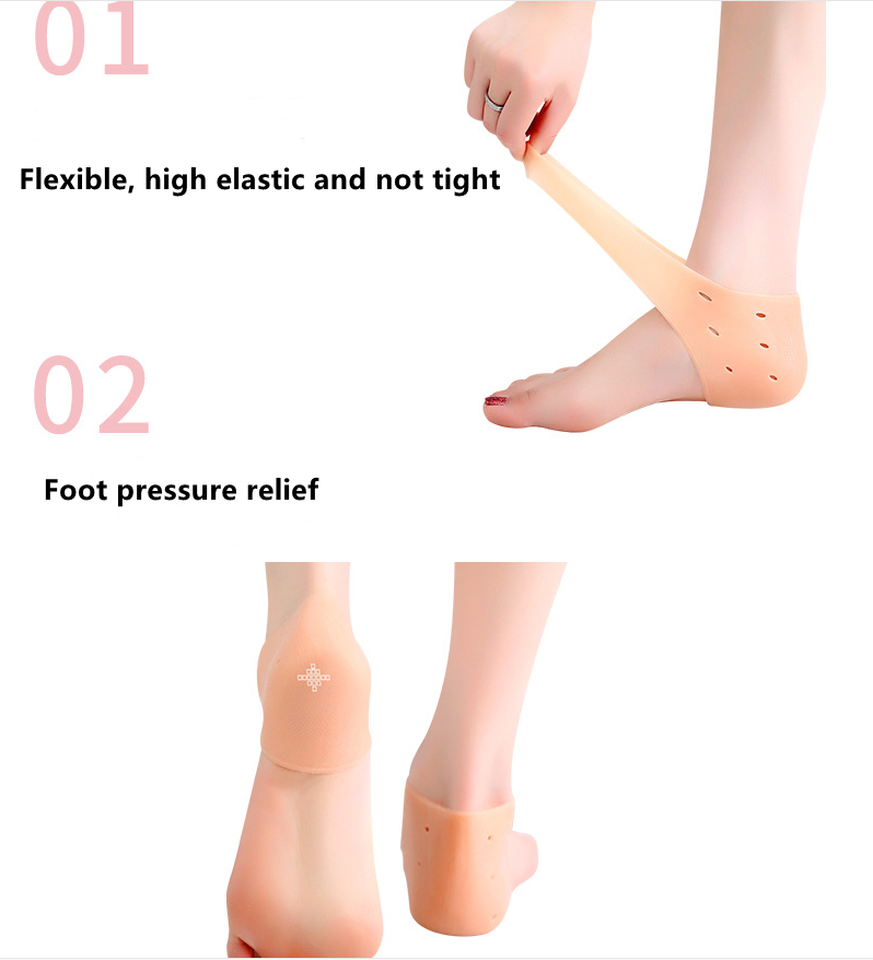 Silicone foot anti skid abrasion anti dry crack heel pad relieve pain heel protection sleeve