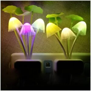 Romantic Automatic Led Night Light Mushroom Sensor Plug-In Wall Lamp Home Decor Cute Aquatic Lotus Leaf Night Light