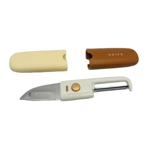 New Design High Quality Plastic Metal 77g Fruit Knife Kitchen Knives 2 In 1 Knife And Peeler