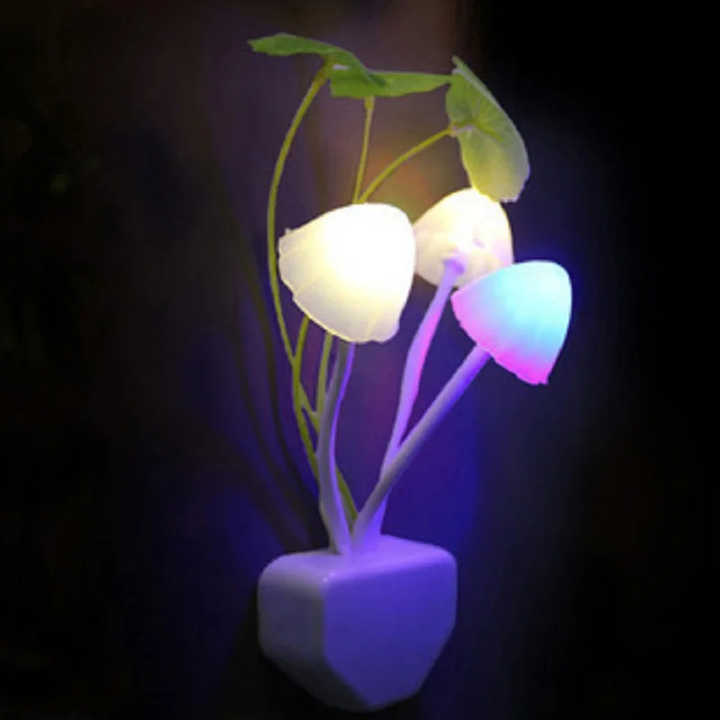 Romantic Automatic Led Night Light Mushroom Sensor Plug-In Wall Lamp Home Decor Cute Aquatic Lotus Leaf Night Light