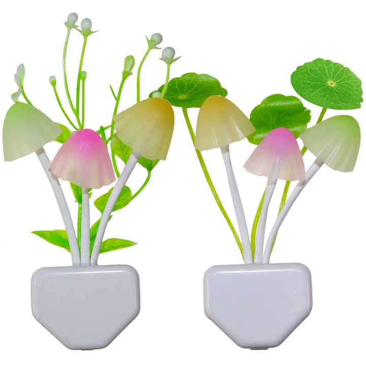 Romantic Automatic Led Night Light Mushroom Sensor Plug-In Wall Lamp Home Decor Cute Aquatic Lotus Leaf Night Light