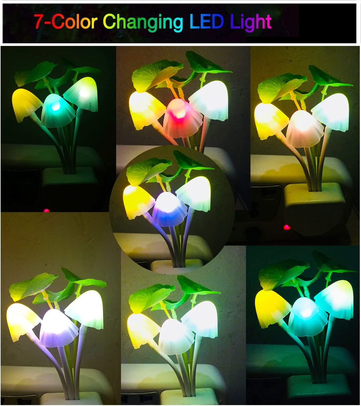 Romantic Automatic Led Night Light Mushroom Sensor Plug-In Wall Lamp Home Decor Cute Aquatic Lotus Leaf Night Light