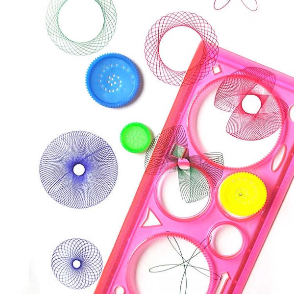 Drawing Plastic Spirograph Design Arts Craft Kit Rainbow Magic Scratch Off Paper Set Children Kids Drawing Toys