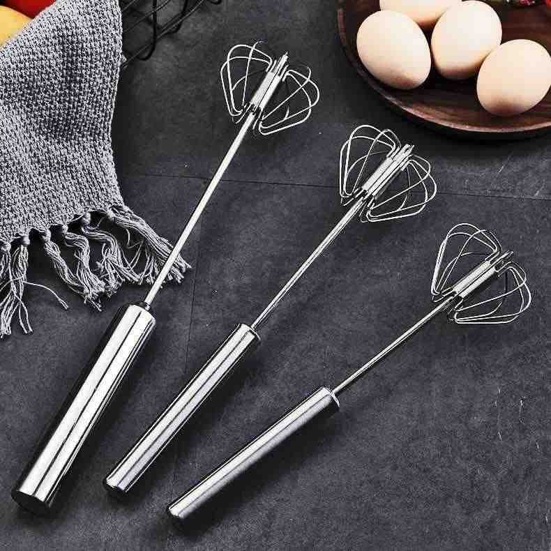 Semi-automatic Egg Beater 304 Stainless Steel Whisk Manual Hand Mixer Self Turning Stirrer Kitchen Accessories Egg Tools