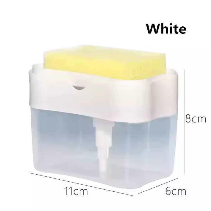 2-in-1 Plastic Hand Soap & Foam Dispenser Liquid Pump Sponge Caddy for Kitchen Use