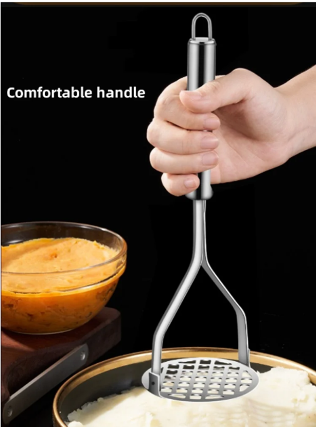 Durable Sturdy Duty Metal Pressed Vegetable Masher Potato Masher Machine Kitchen Utensils Mash Stainless Steel Potato Masher