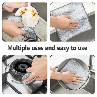 Silver Wire Dishwashing Rags Kitchen Magic Scouring Pads Household Supplies Silver Wire Cleaning Cloths