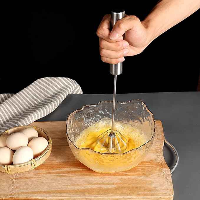 Semi-automatic Egg Beater 304 Stainless Steel Whisk Manual Hand Mixer Self Turning Stirrer Kitchen Accessories Egg Tools