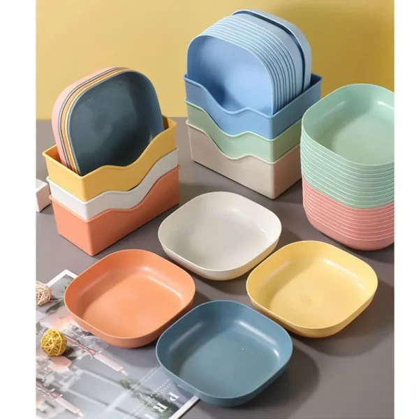 10PCS Multicolor Multifunctional Dish With Storage Box Plastic Creative Fruit Plate Small Random Color Candy Plate Home Kitchen