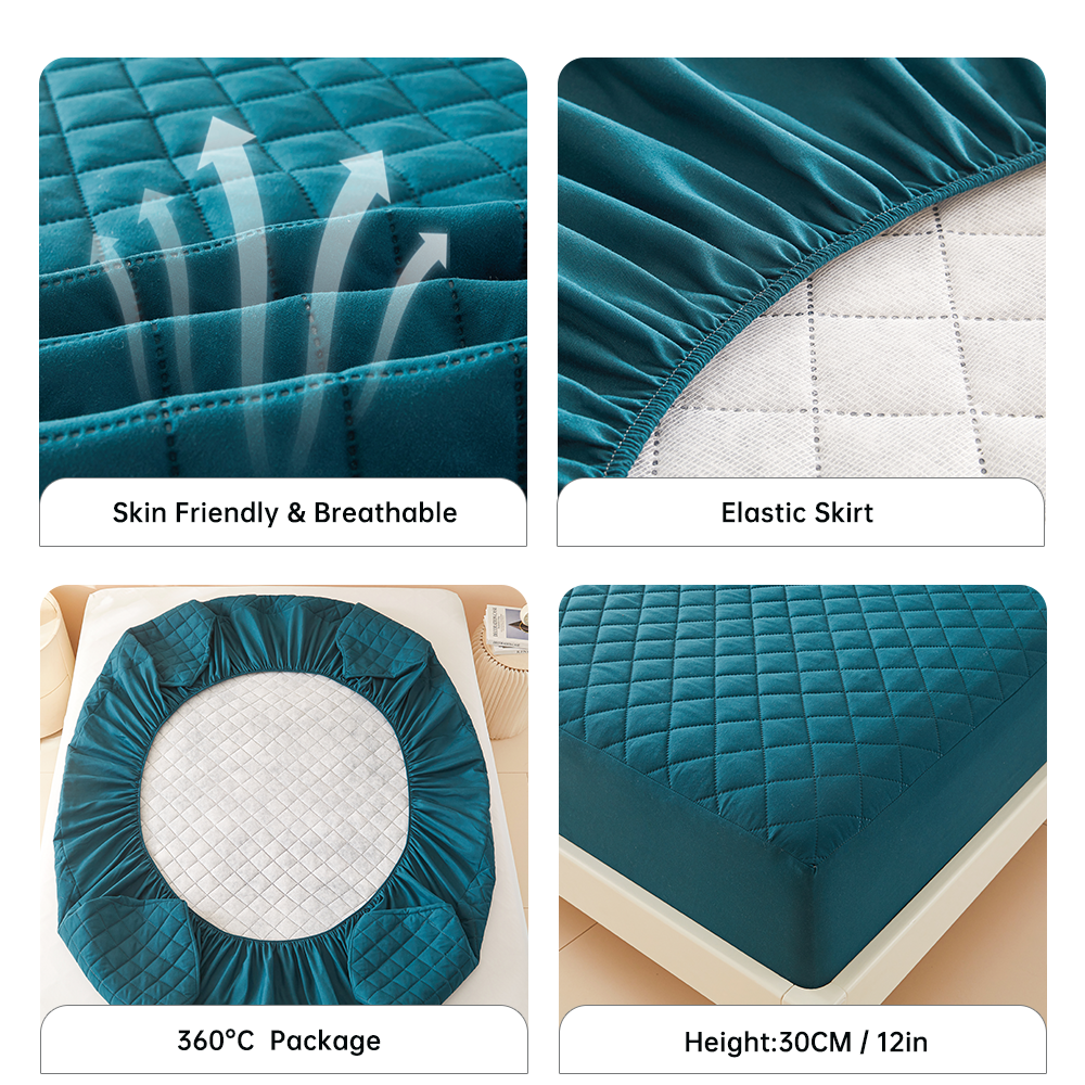 The Waterproof Mattress Protector is a breathable, anti-mite fitted bed sheet designed to keep your mattress clean and protected. This durable cover is machine washable, ensuring easy maintenance, and provides a snug fit for added comfort. Perfect for safeguarding your mattress against spills, allergens, and dust mites