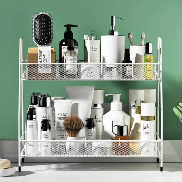 New Iron Kitchen Storage Rack Cosmetic Makeup Basket Metal Spice Seasoning Holder Assembly Desktop Bathroom Shelf Storage Basket - Image 3