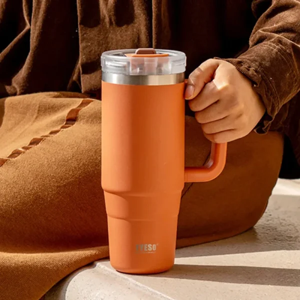 Tumbler Bottle Stainless Steel 900/1200ML, Car Mug With Handle Straw Thermal Iced Travel Vacuum Insulated Coffee Hot Cup