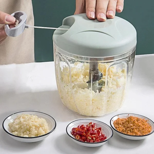 Large Size 900ML Hand Chopper Manual Rope Food Processor Silcer Shredder Salad Maker Garlic Onion Cutter Kitchen Tool Accessories - Image 2