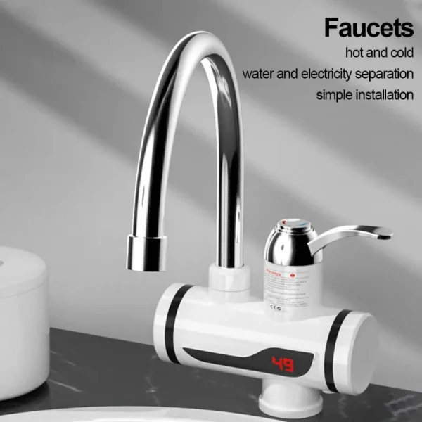 Electric Hot Cold Mixer Tap 3000W Instant Heating Faucet 360 Degree Rotation Fast Heating Tap Digital Kitchen Bathroom Supplies - Image 2