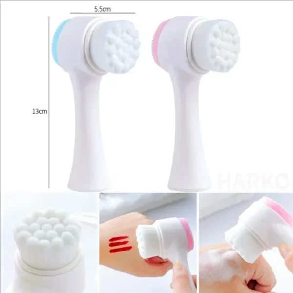 Silicone 3D Facial Brush Double Sided Facial Cleanser Blackhead Removing Pore Cleaner Exfoliating Facial Brush Face Brush - Image 6