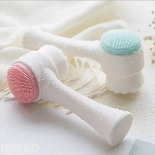 Silicone 3D Facial Brush Double Sided Facial Cleanser Blackhead Removing Pore Cleaner Exfoliating Facial Brush Face Brush - Image 3