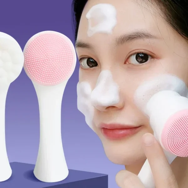 Silicone 3D Facial Brush Double Sided Facial Cleanser Blackhead Removing Pore Cleaner Exfoliating Facial Brush Face Brush