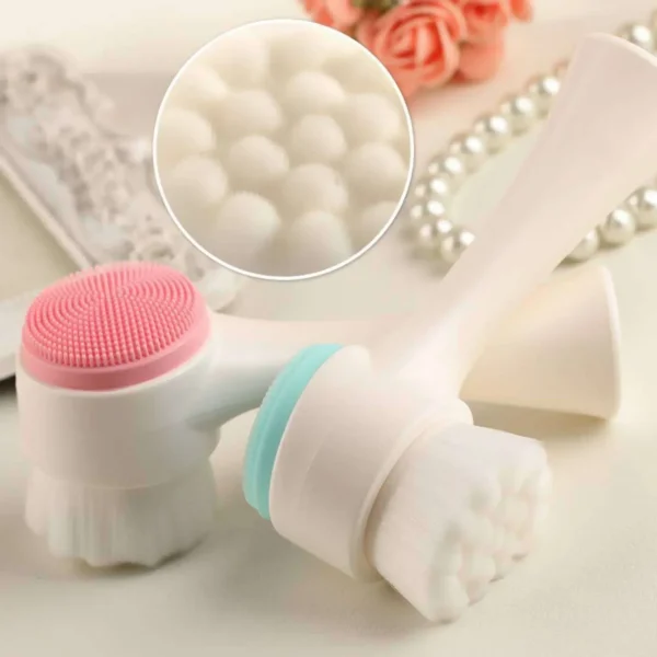 Silicone 3D Facial Brush Double Sided Facial Cleanser Blackhead Removing Pore Cleaner Exfoliating Facial Brush Face Brush - Image 2